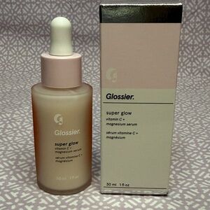 Glossier Super Glow Serum with Pink and White Packaging